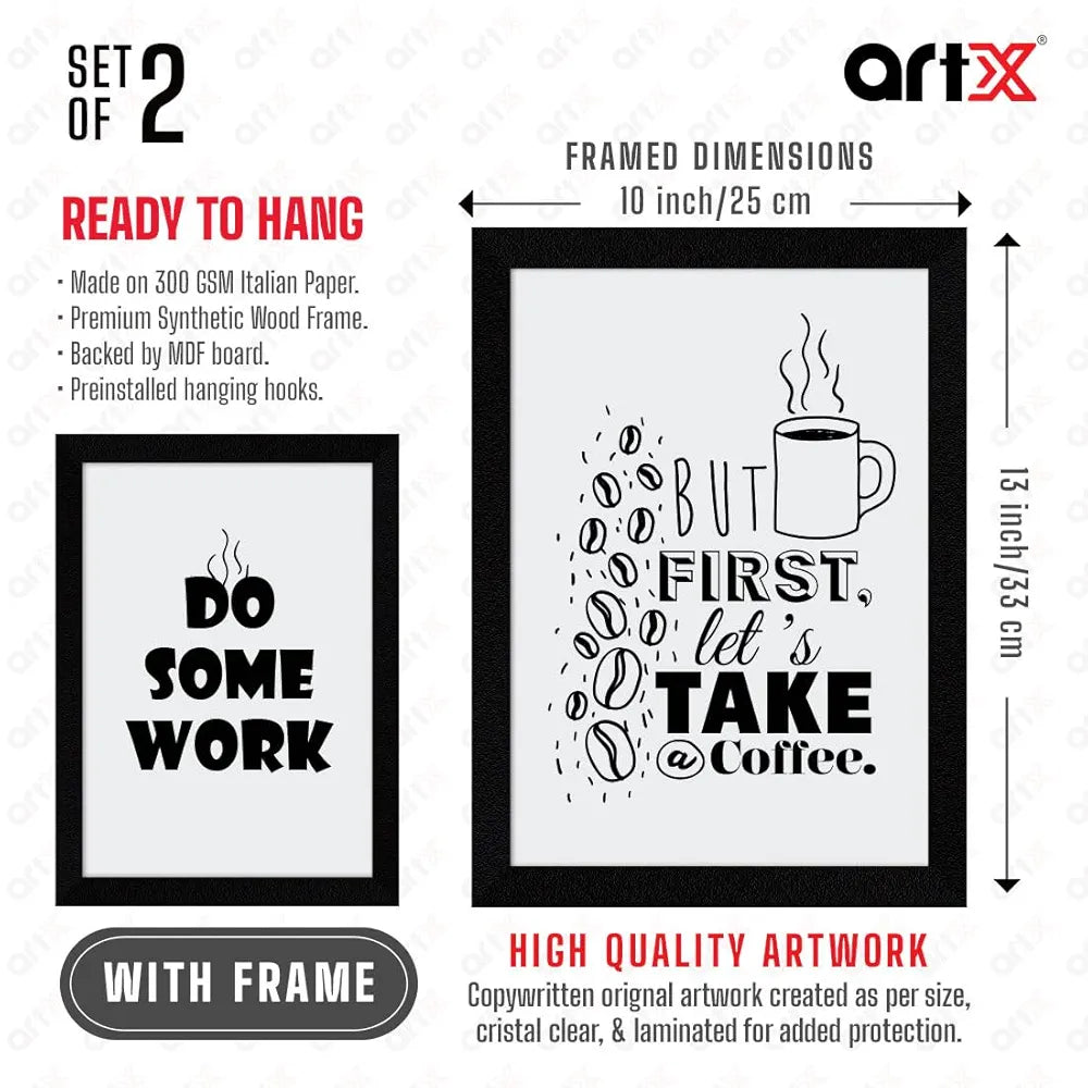 ArtX Paper Kitchen Dining Area Cafe Bar Restaurant Funny Framed Quotes Do Some Work Set of 3