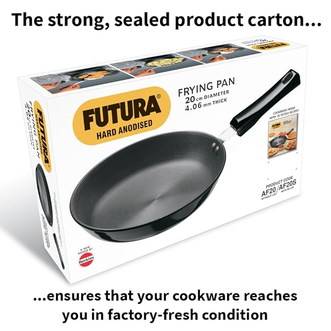 Hawkins Futura 20 cm Frying Pan, Hard Anodised Fry Pan, Small Frying Pan, Black