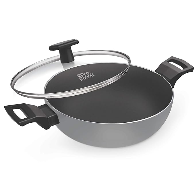 Milton Pro Cook Black Pearl Aluminium Induction Kadhai, 24 Cm /2.8 L, Grey - 1353 gms