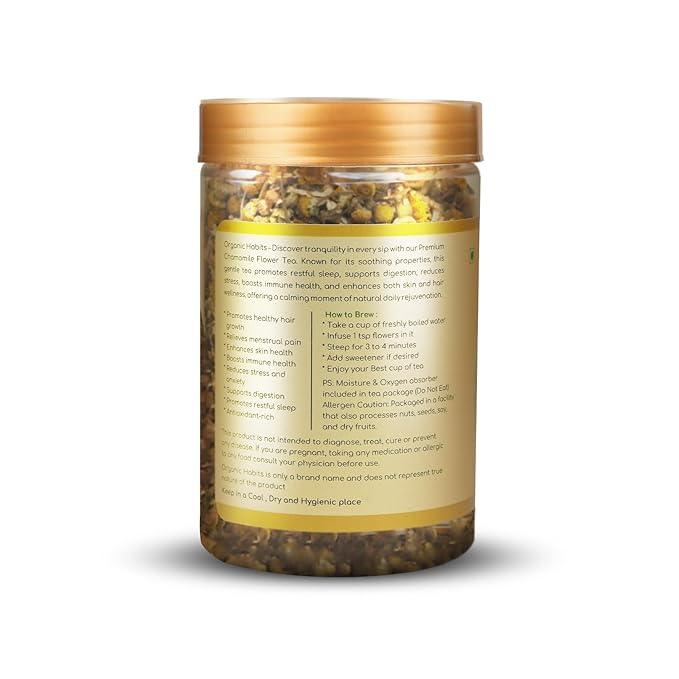 Organic Habits Chamomile Flower Tea 50 Gms | 100% Natural Dried Whole Chamomile Flowers
