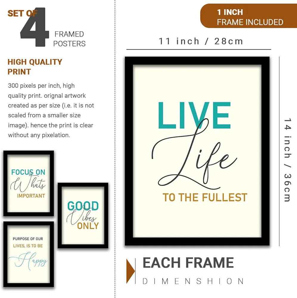 Kotart Good Vibes Only Framed Posters With Frame