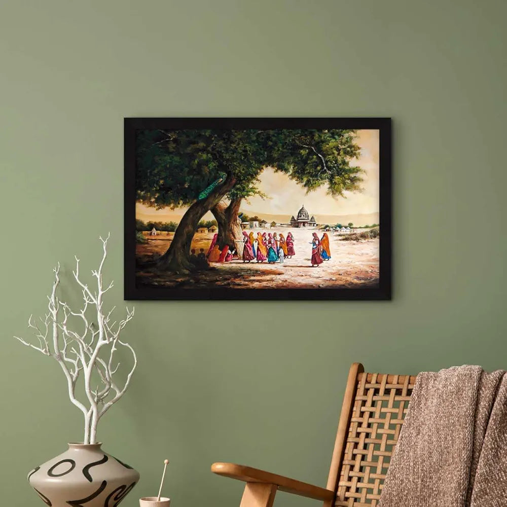 ArtX Paper Indian Village Framed Wall Art Painting AXI00314-VIL