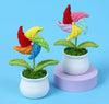 Crochet Flowers Artificial Sunflower Multicolor Fan with Pot