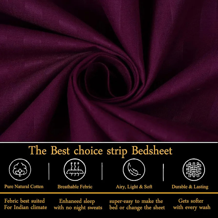 Fresh From Loom King Size Flat Bedsheets Hotel & Home Double Bedsheet Set with 2 Pillow Covers Wine