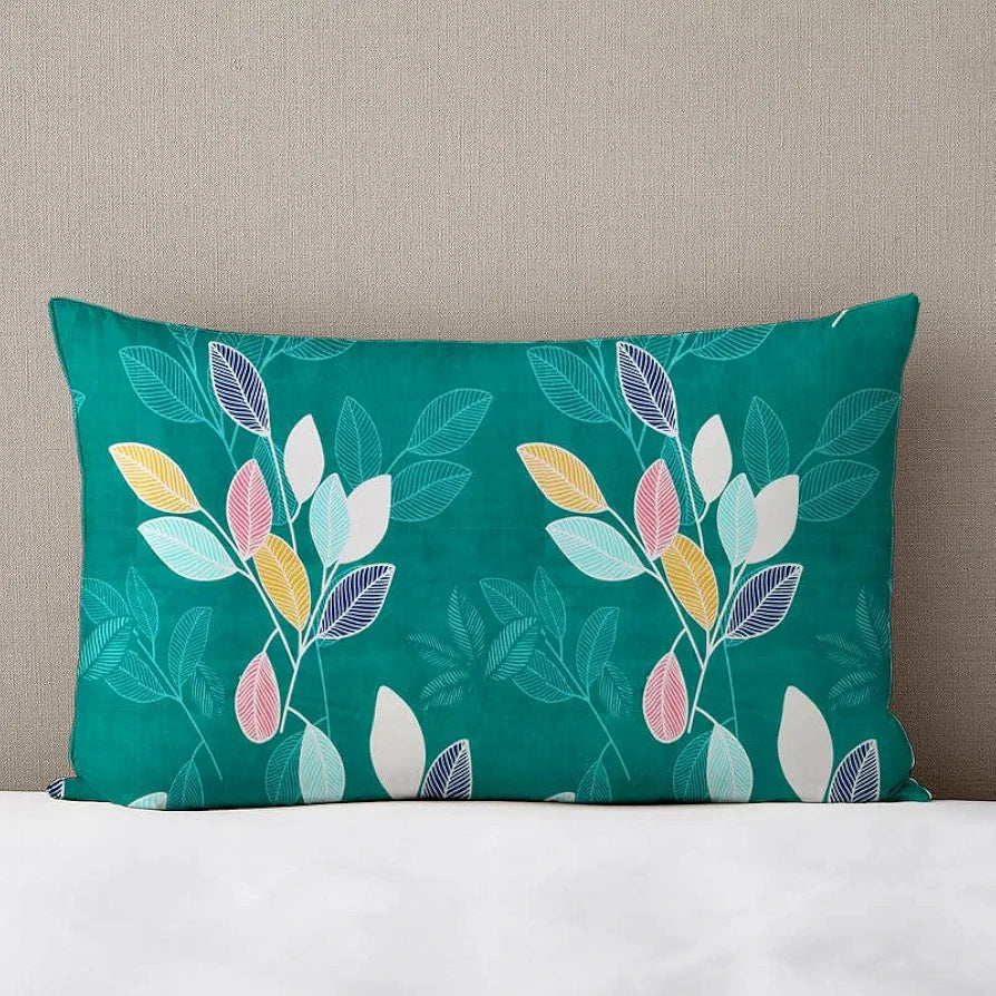 BSB Home Prime Collections 160tc Pure Microfiber Glace Cotton Double Bedsheet with 2 King Size Pillow Covers-Green and Blue