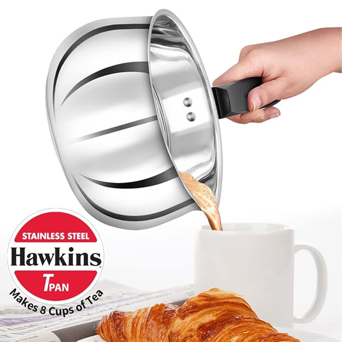 Hawkins 2 Litre Tpan Stainless Steel Tea Pan with Glass Lid