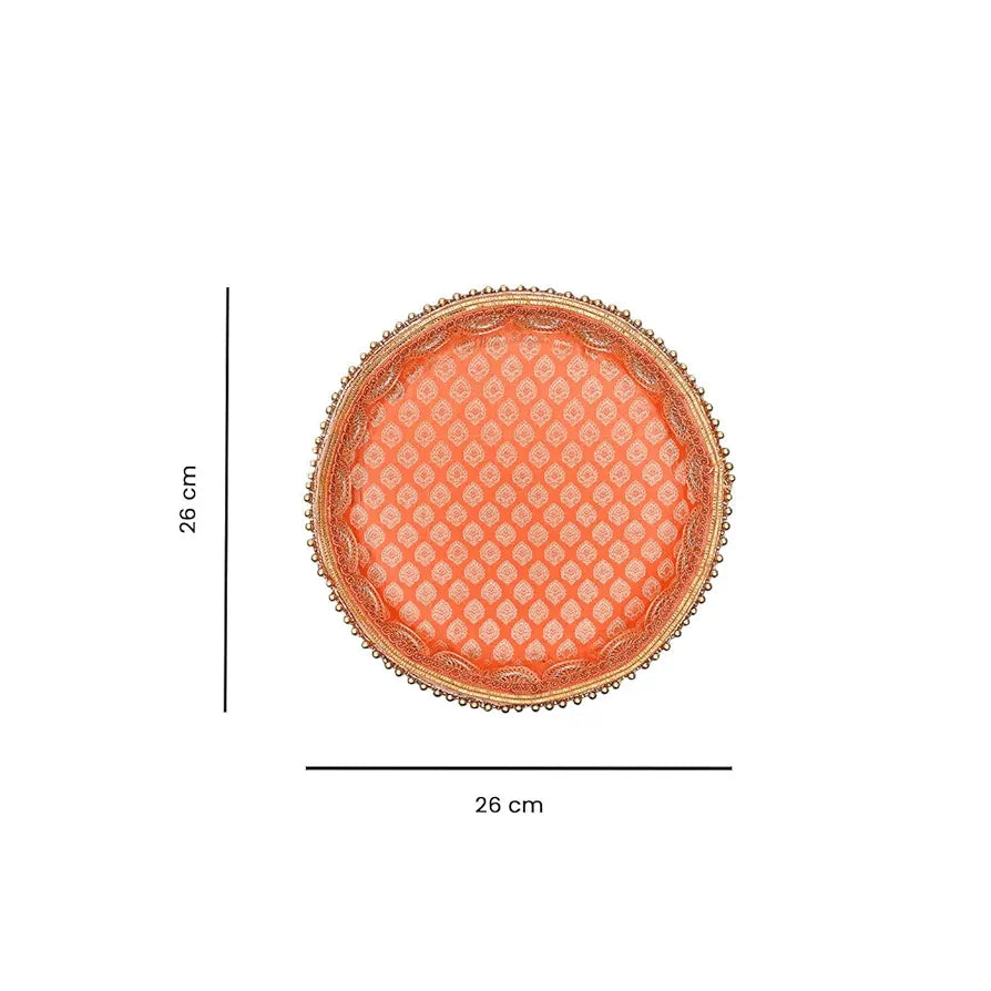 DecorTwist® Pooja Thali Set | Stainless Steel Handcrafted Decorative Pooja Thali for Diwali Puja, Home, Temple, Mandir, Wedding, Bhai Dooj Decorative Puja Plate 10.2 Inch Pack of 1 