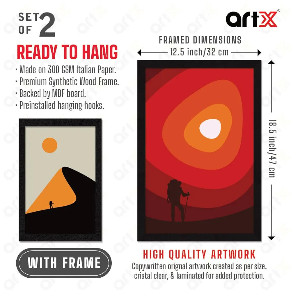 ArtX Paper Aesthetic Wall Decor Paintings with Frame AXII-16-ABS Set Of 2