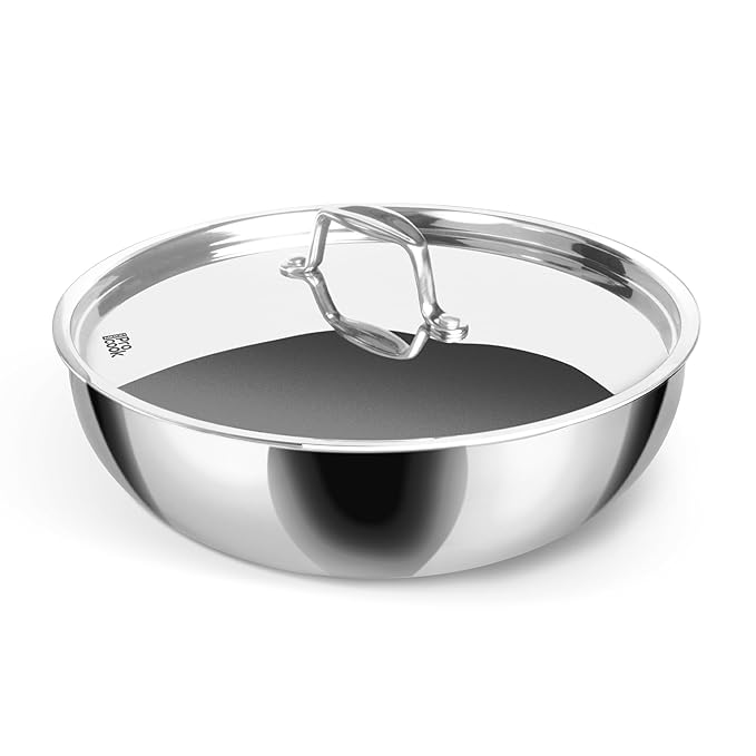 Milton Pro Cook Triply Stainless Steel Tasla With Lid, 22 Cm / 2.2 Litre - 1146 gms