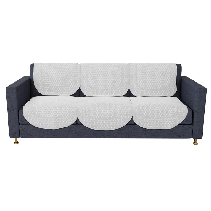 Kuber Industries Dot Sofa Slipcover Set 5-Seater Sofa Cover for Home Decor White