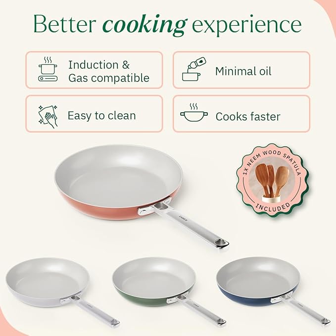 Ember Cookware Arcilla Ceramic Non-stick Egg Pan 20cm | Stainless Steel Handle | Terracotta