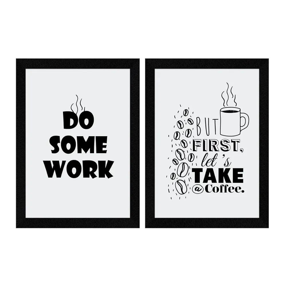 ArtX Paper Kitchen Dining Area Cafe Bar Restaurant Funny Framed Quotes Do Some Work Set of 3