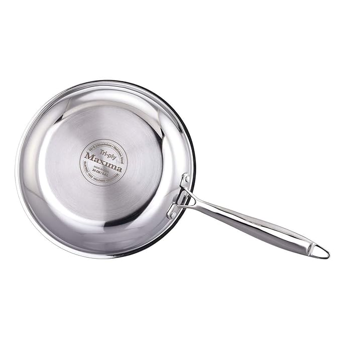 Maxima Tri Ply Stainless Steel Fry Pan 24 Cm - 2000 gms