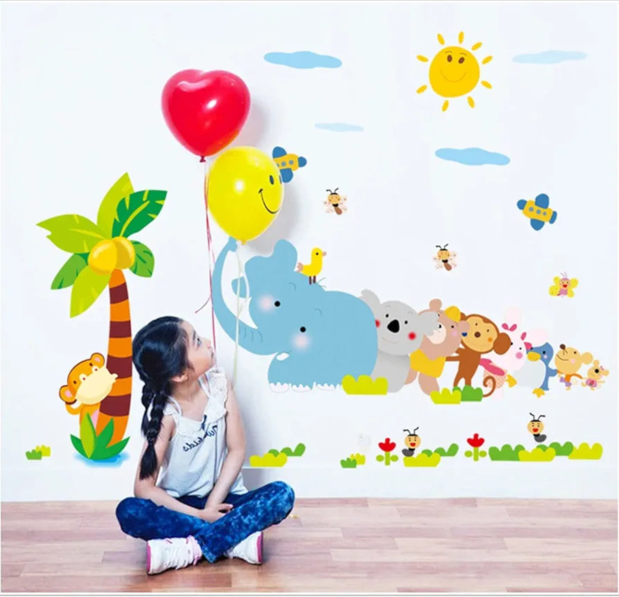 Jaamso Royals Cartoon Animal Jungle Vinyl Peel and Stick Decorative Wall Sticker