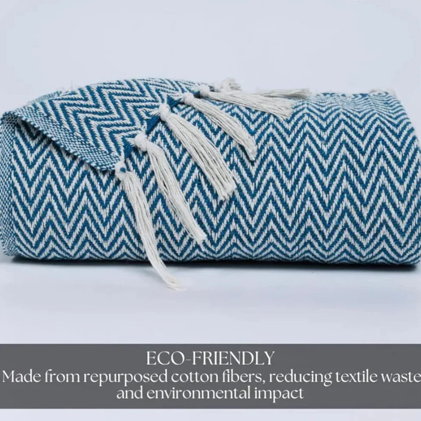 Homadorn All Season Cotton Weaved Throw Blanket Colour Teal