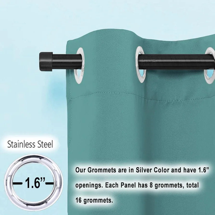 Cloth Fusion Blackout Window Curtains 5 Feet Long Set of 2 Sea Green Colour