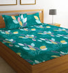 BSB Home Prime Collections 160tc Pure Microfiber Glace Cotton Double Bedsheet with 2 King Size Pillow Covers-Green and Blue
