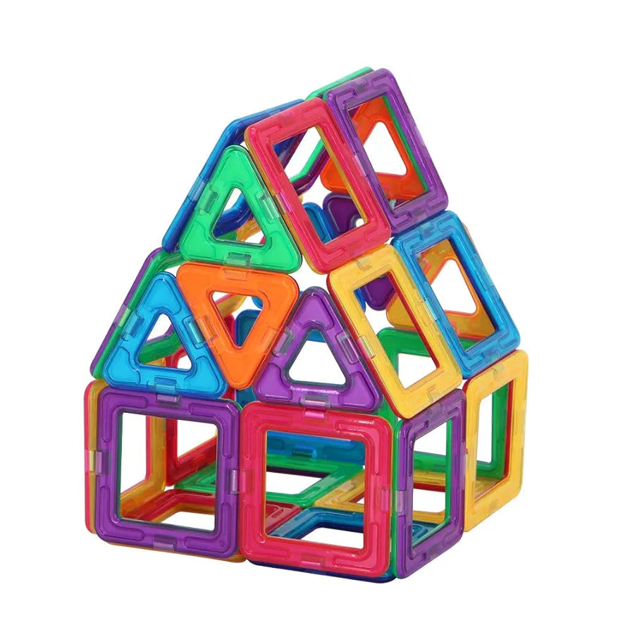 Trinkets & More-3D Premium Magnetic Magna Blocks  Toys Building Tiles Stacking Set Magical Construction Game Puzzle Stem With Storage Box.,Multi