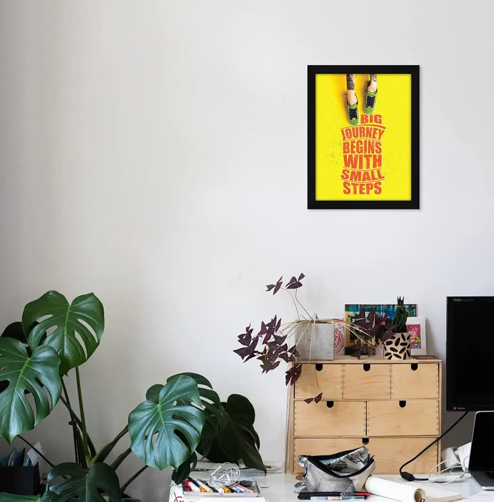 ArtX Paper Motivational Quotes Small Steps Wall Frame Art Painting