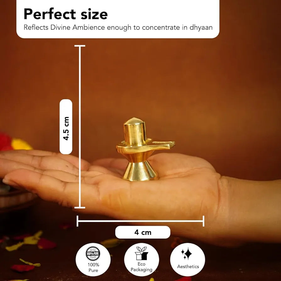 Ekhasa Pure Brass Shivling for Home Puja Golden Shiva