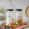 Femora Kitchen Storage Jars Frosted Glass Jar With Steel Lid Air Tight Jar | 1500 Ml | Pack of 2 | Black Lid