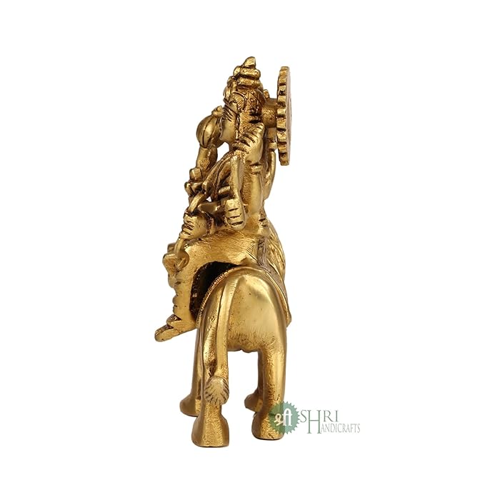 Indicast Brass Maa Durga Idol Sitting on Lion Maa Sherwali Murti for Home Mandir Office Navratra Puja | Height 13 Cms