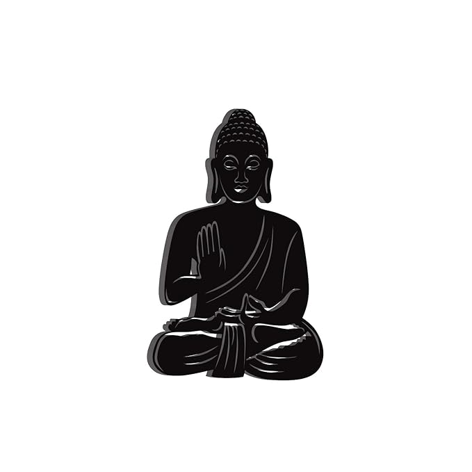 Ecraftindia Buddha Black Engineered Wood Wall Art Cutout | Ready to Hang Home Decor