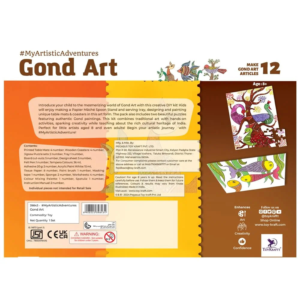 TOYKRAFTT DIY Indian Art Forms, Art and Craft Kit for 8-12 Year Olds, Gifts for Girls & Boys - Gond Art