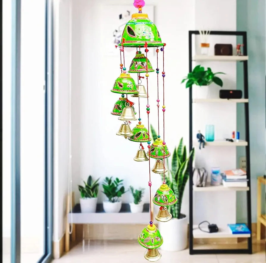 Little Rajasthani Handicraft Hand Painted Wind Chimes Multicolor Random Colors