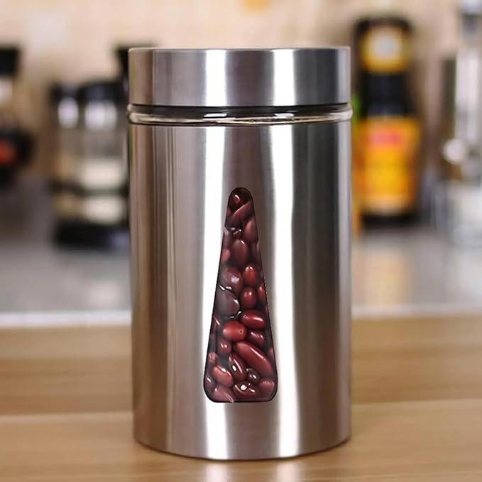 Femora Kitchen Storage Jars Steel Finish With See Through Window Jar | 1000 Ml | Pack of 4