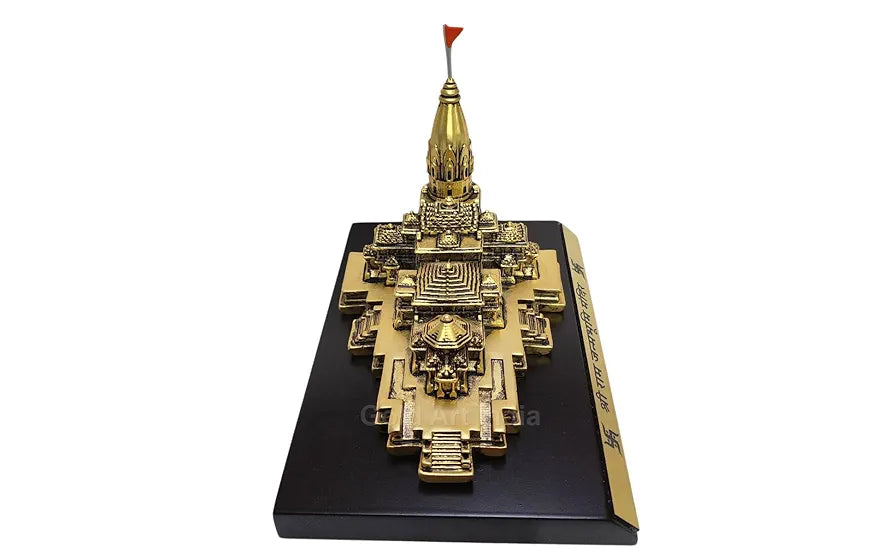 Gold Art India Ram Mandir Ayodhya Gold Plated Matte Minature Large