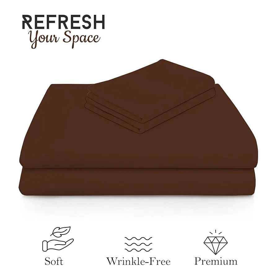 Fresh From Loom Double Bedsheet King Size Rotary Printed Wrinkle Free with 2 Pillow Covers 240 TC Copper