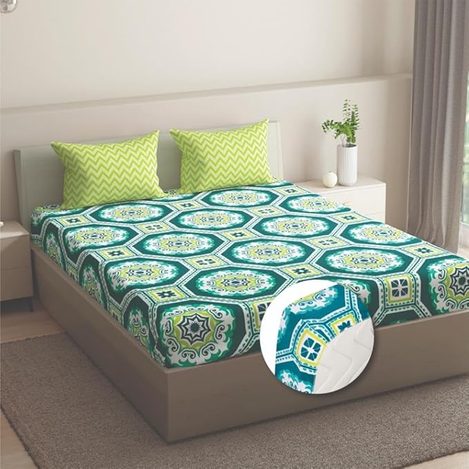 Wakefit Bedsheet For King Size Bedsheet King Size Bed Cotton 2 Pillow Covers Elastic Fitted Sheet Gracy Multicolor