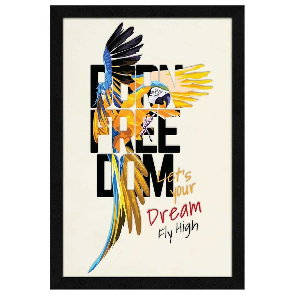 ArtX Paper Born Freedom Motivational Quote Framed Wall Art Painting