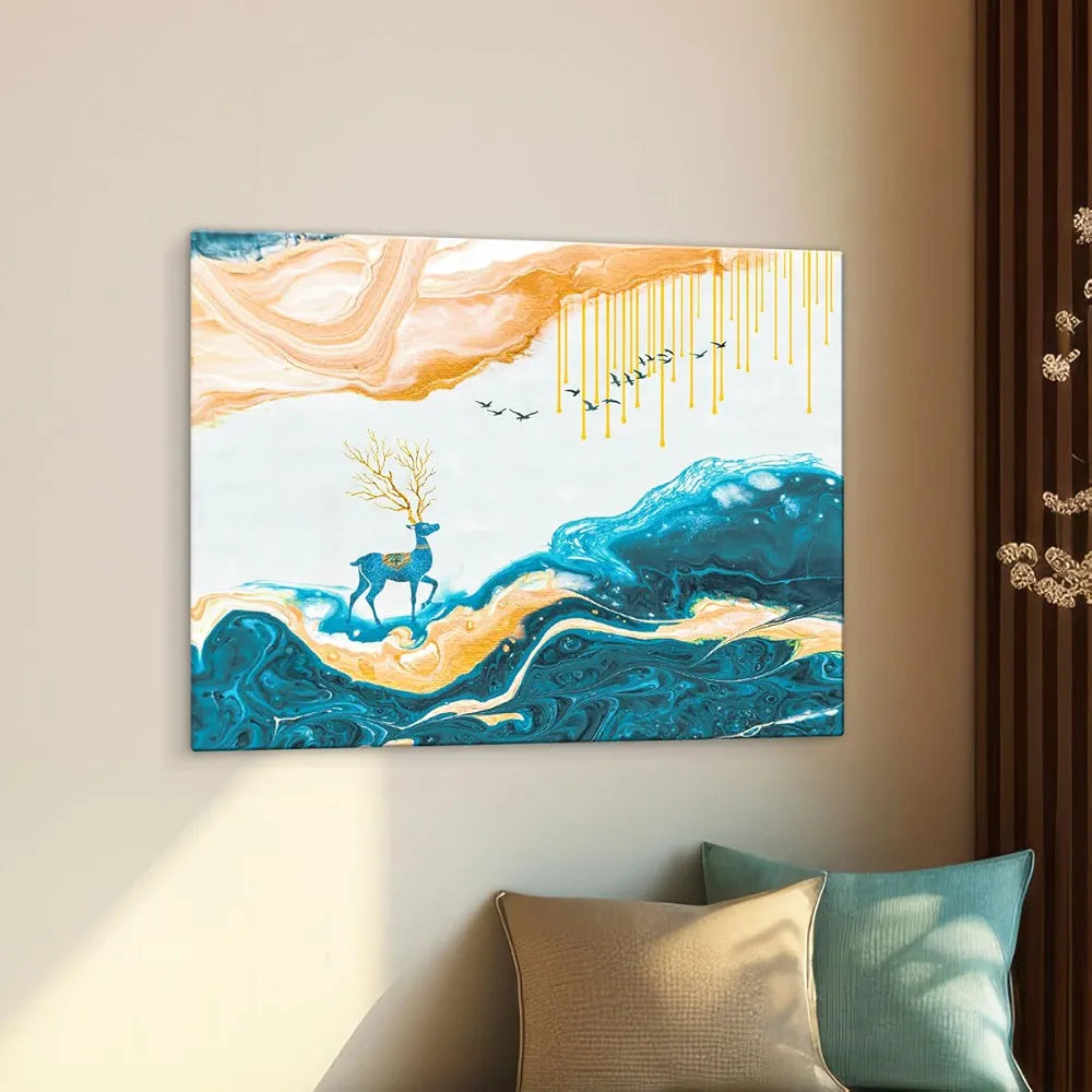 ArtX Canvas Deer Painting Big Size Scenery Abstract Painting