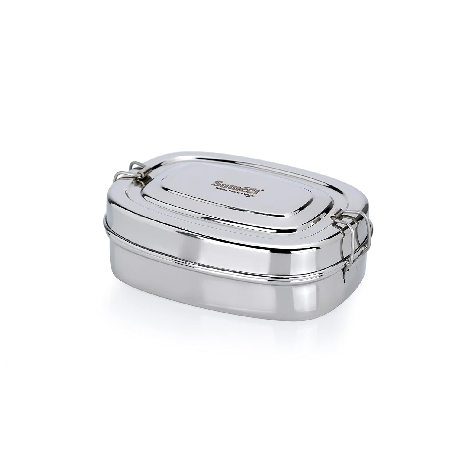 Sumeet Stainless Steel Rectangle Lunch Box/Tiffin 650 ml Silver