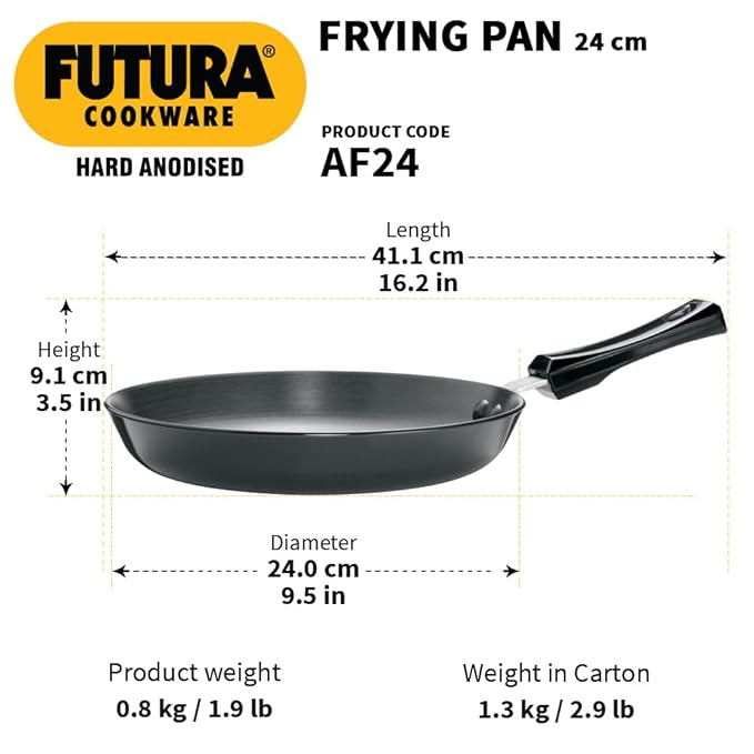 Hawkins Futura 24 cm Frying Pan Hard Anodised Fry Pan Black