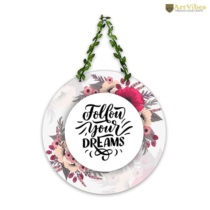 Artvibes Follow Your Dreams Wall Hanging for Home | Mdf Wooden Wall Hanger for Wall Decoration