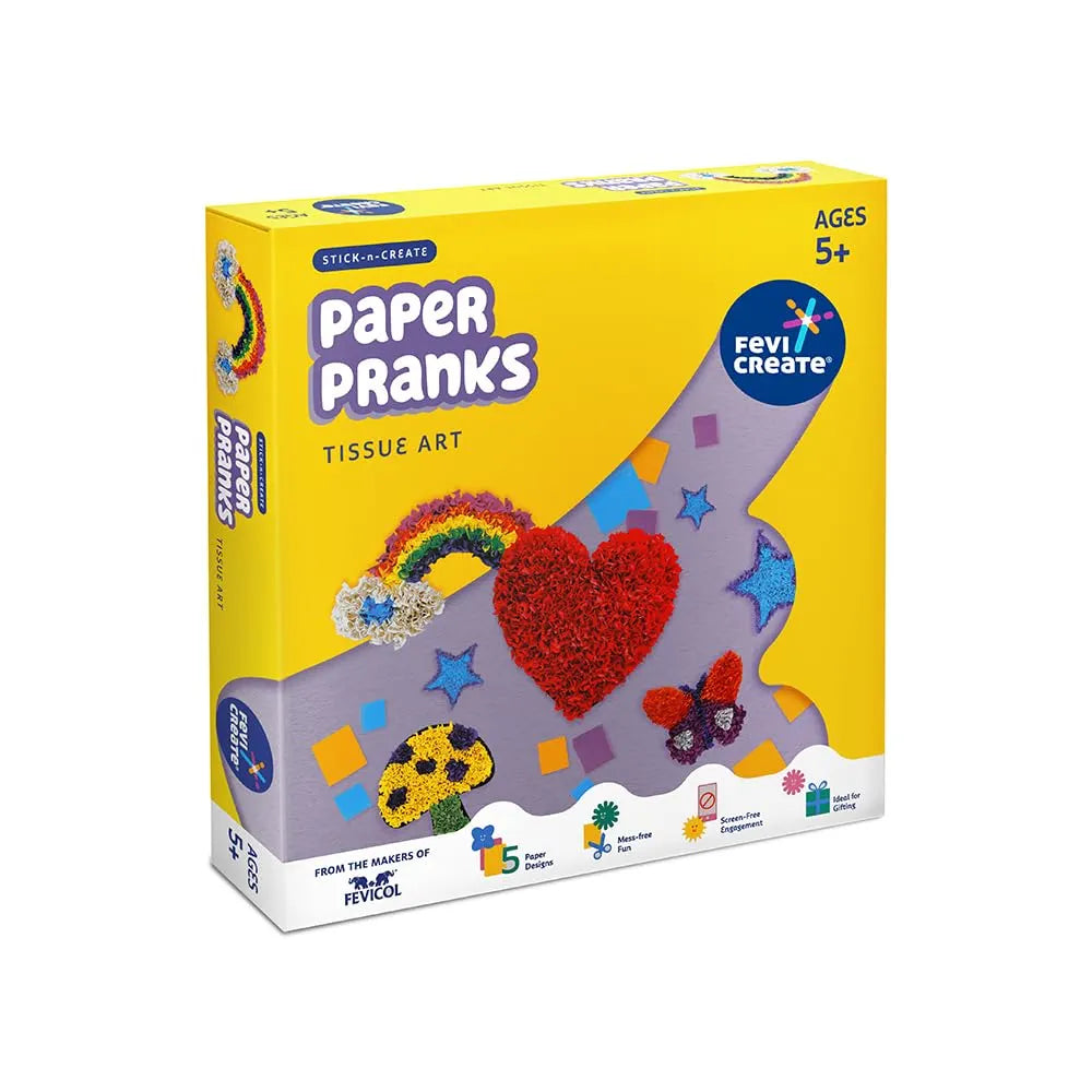 Fevicreate Tissue Art Kit | Create 5 Exciting Templates to Using Tissue, Glue Drops, Fevistik & More | Boost Child's Creativity | by Fevicol | Best Gift for Kids Boys & Girls Age 5+ Years