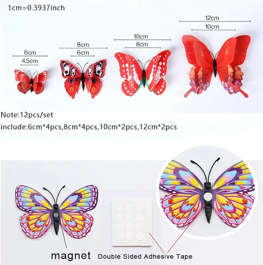 Jaamso Royals Yellow 3d Magnet Butterfly Stickers-self-adhesive