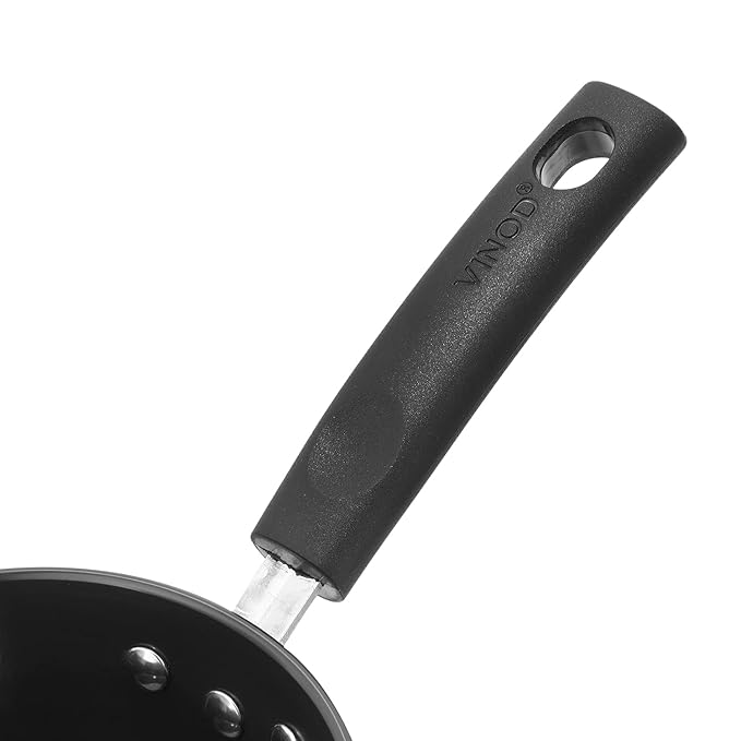 Vinod Black Pearl Hard Anodised American Non Stick Saucepan - 1.8 litre, 18cm | 3.25mm Thickness | Metal Spoon Friendly | Easy to Pour