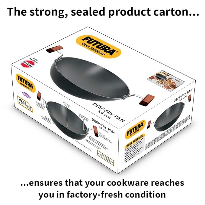Hawkins Futura 1.5 litre Deep Fry Pan Hard Anodised Round Kadai