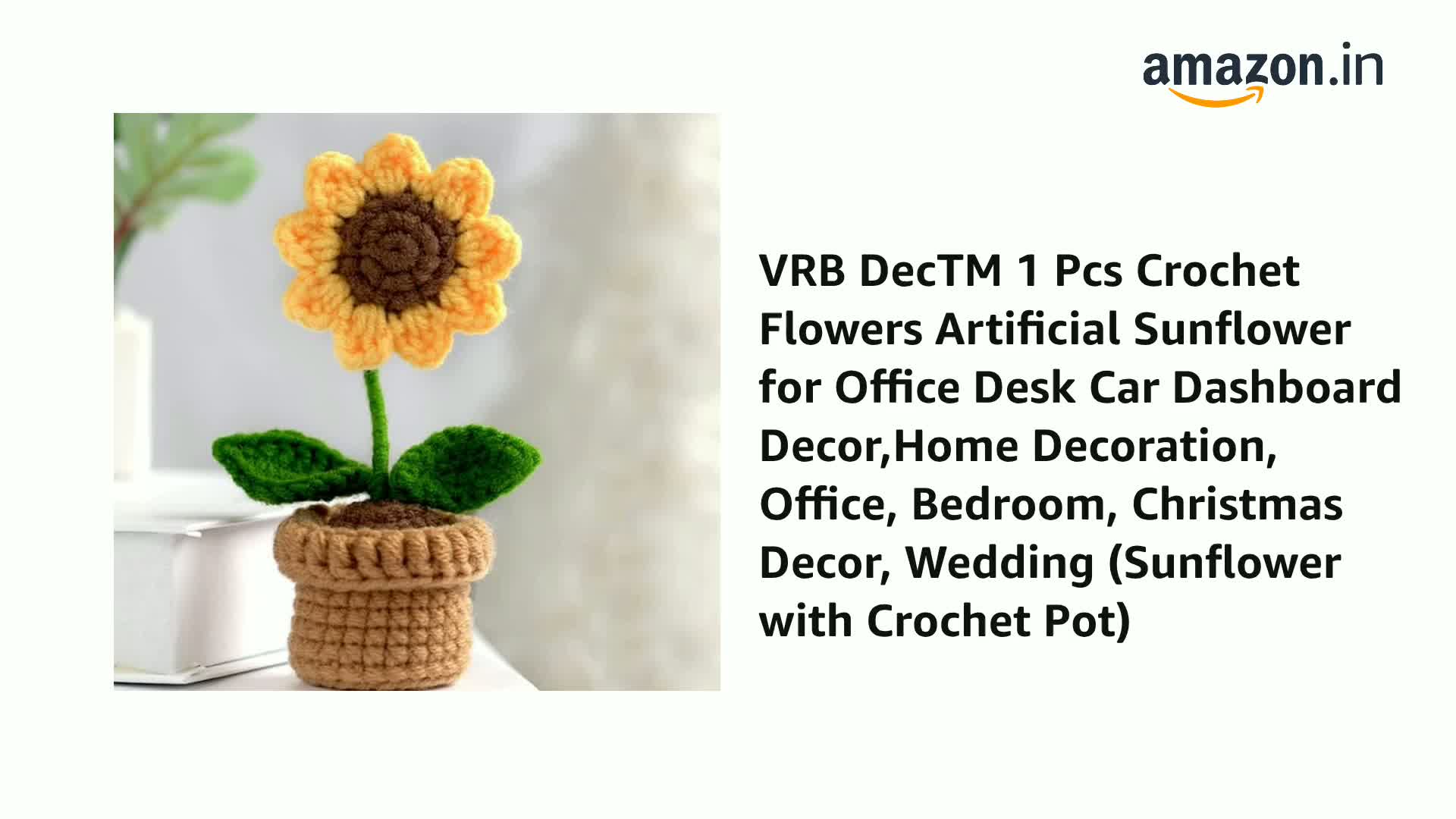 Crochet Flowers Artificial Sunflower Sunflower with Crochet Pot