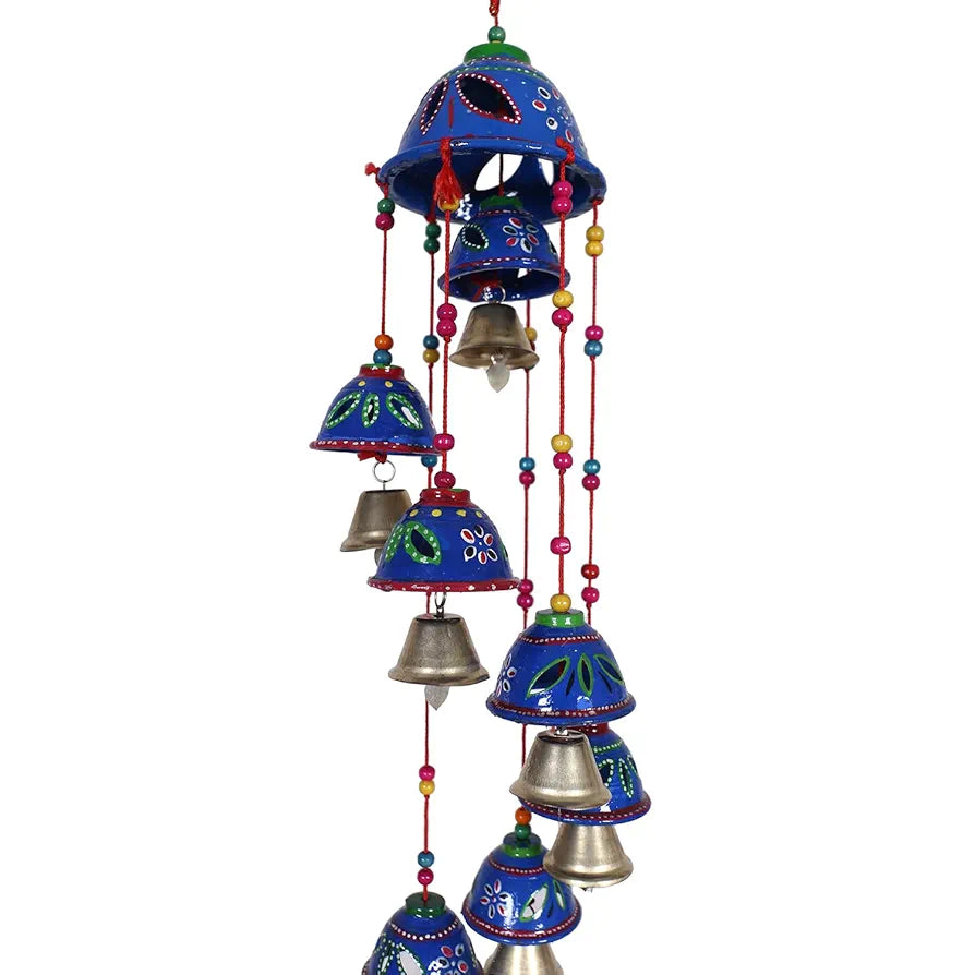 Heart Home Plastic Rajasthani Design Handcrafted Hanging Windchimes Latkan with 8 Bells