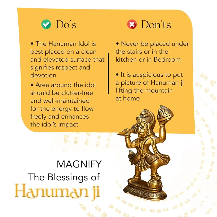 Ekhasa Pure Brass Hanuman Ji Murti Golden Hanuman Ji