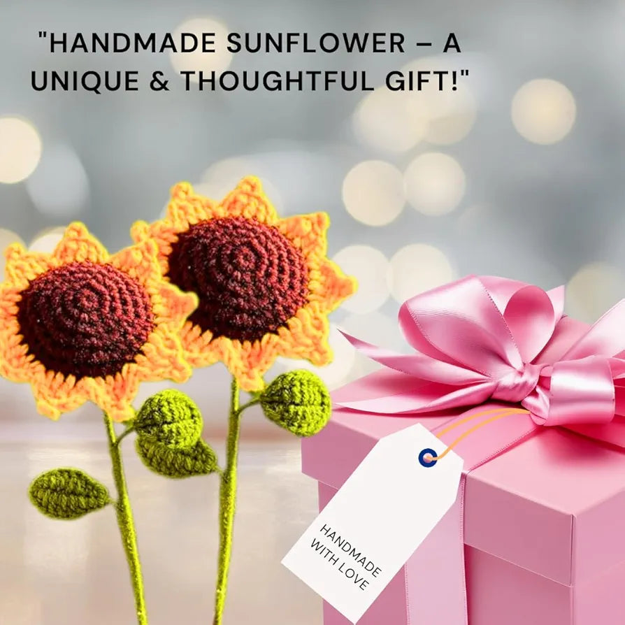 Crochet Sunflower Decor Knitted Fake Sunflower Crochet Artificial Daisy with Stem Multicolour