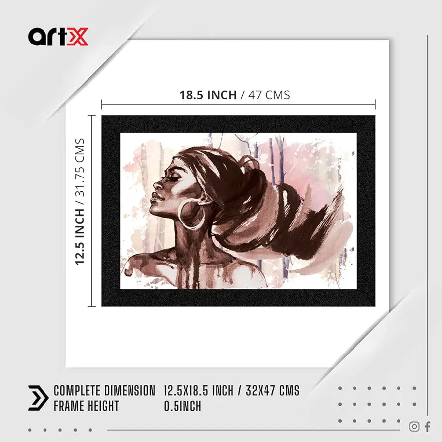 ArtX Modern African Women Wall Art Painting Abstract Synthetic Wood Framed Picture