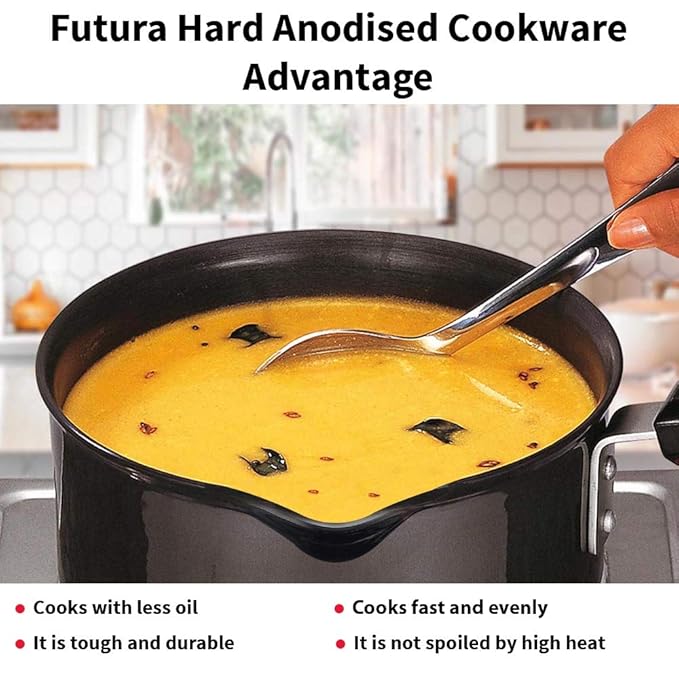 Hawkins Futura Hard Anodised Saucepan 1.5L, 16 cm, 3.25 mm Aluminium Black