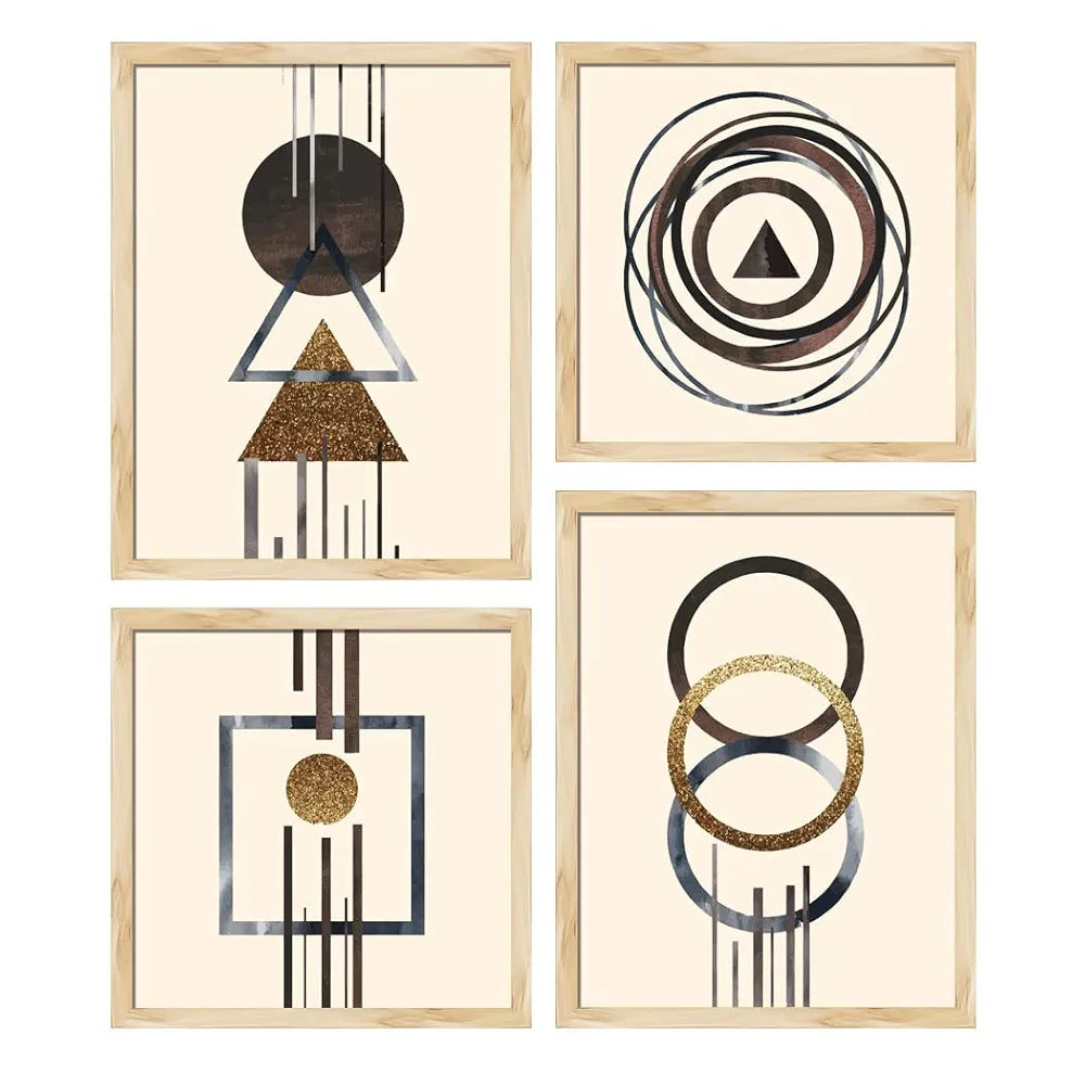 ArtX Paper Abstract Shapes Big Wall Art Frame Painting Set of 4