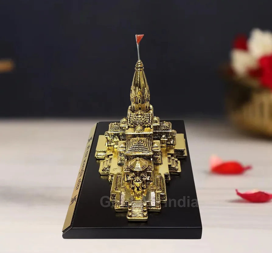 Gold Art India Ram Mandir Ayodhya Gold Plated Antique - Minature Big